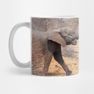 Two African Elephants Fighting with Trunks Mug